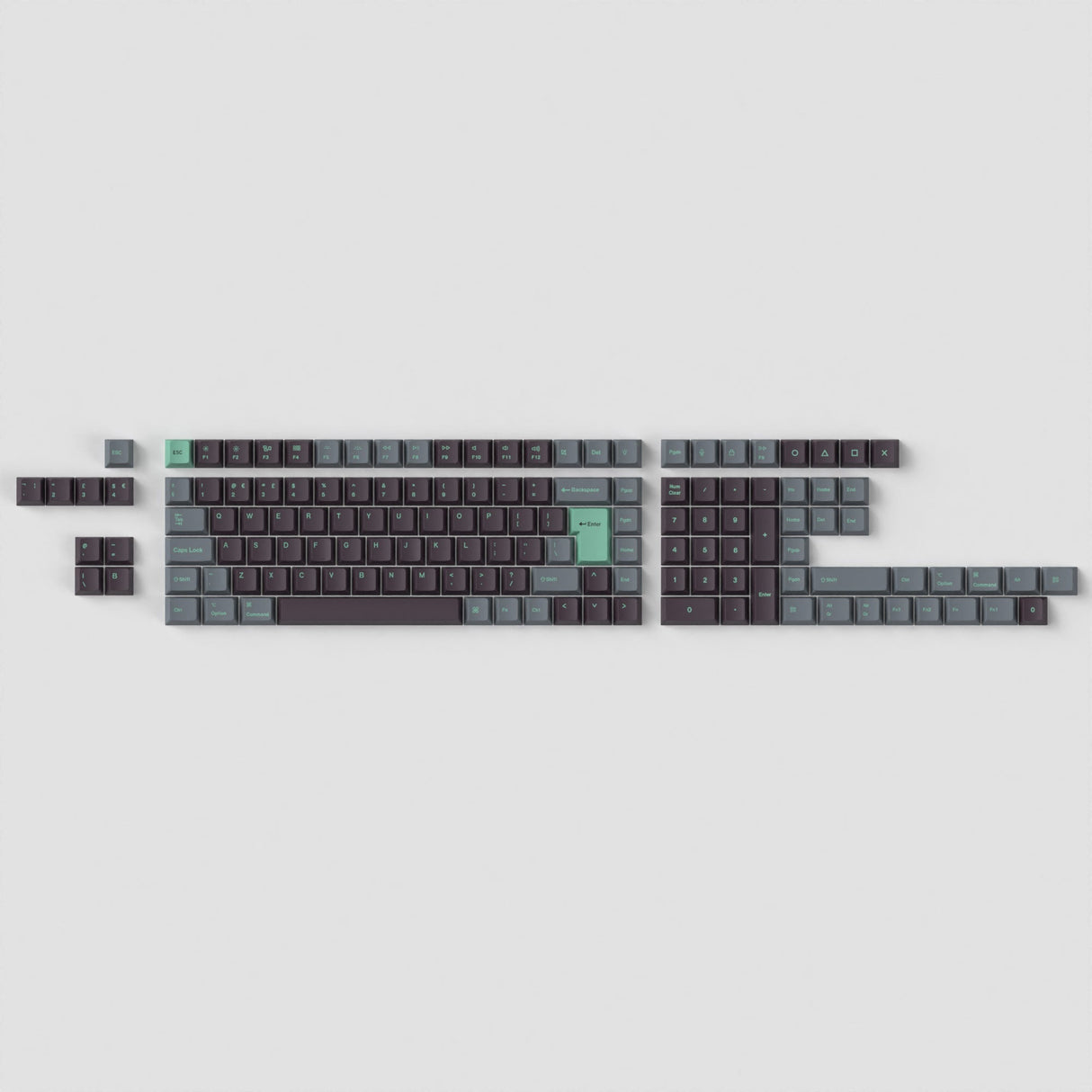 Cherry Profile Dye Sub PBT Full Set Keycap Set Hacker Mint UK ISO