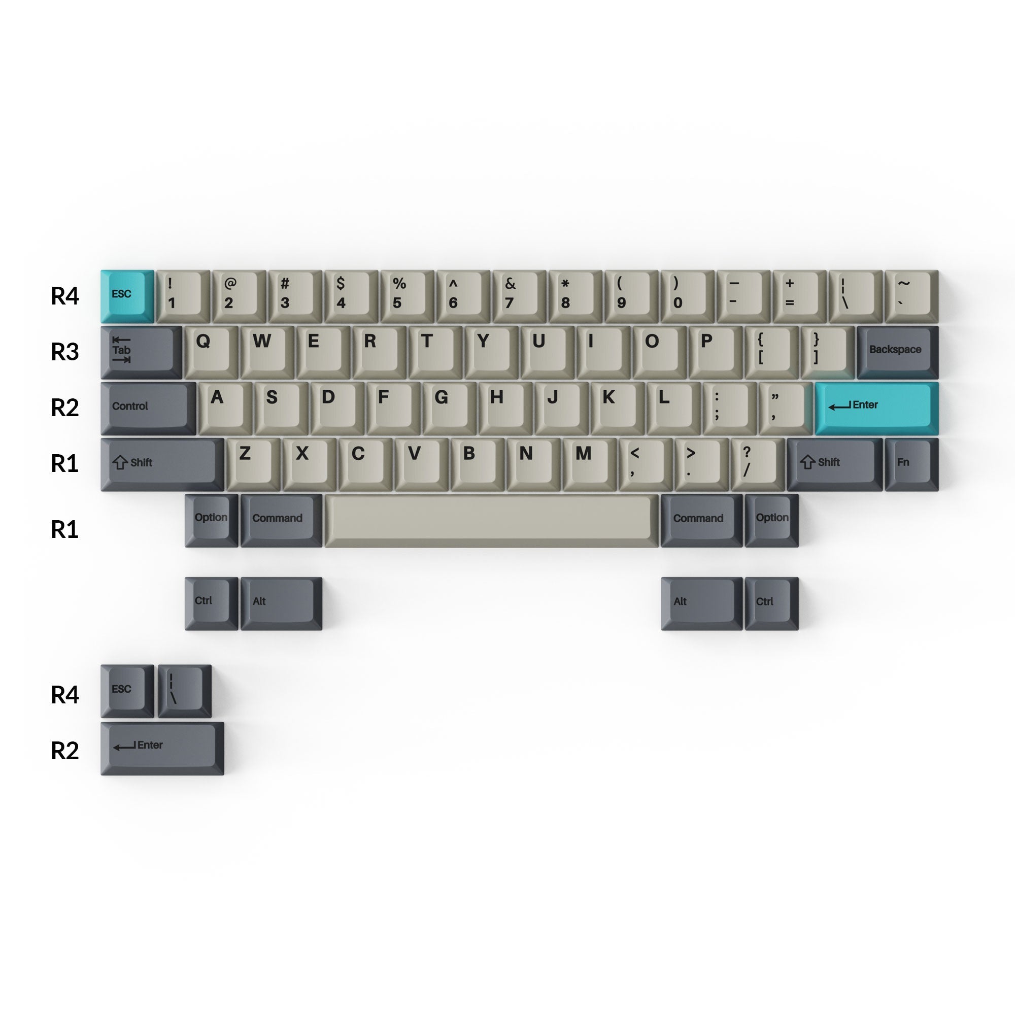 Cherry Profile Double-Shot PBT Full Set Keycaps Dolch Blue HHKB Layout