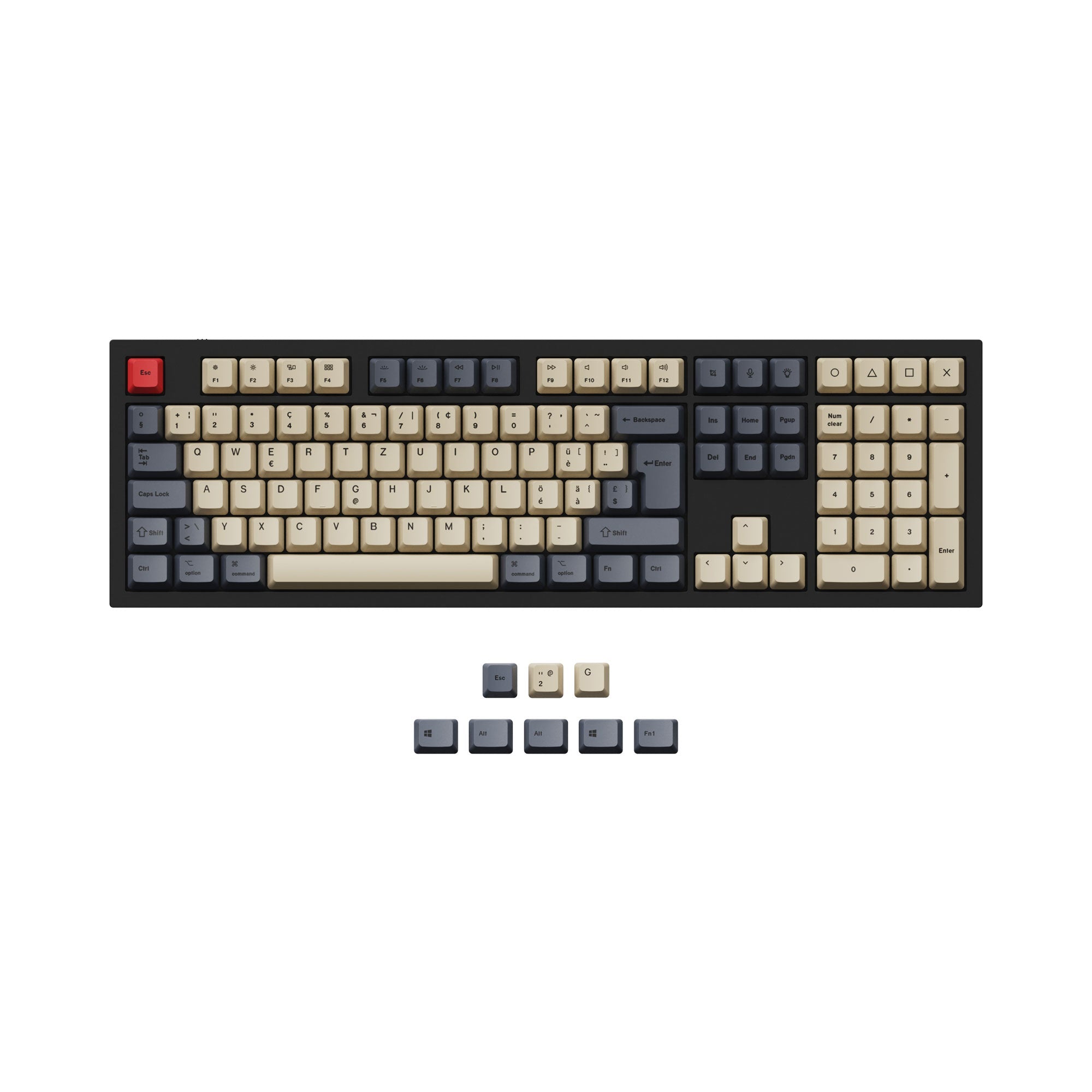 ISO ANSI OEM Dye-Sub PBT Keycap Set Carbon Color Swiss Layout For Q3 Q4 Q6 K8 Keyboard