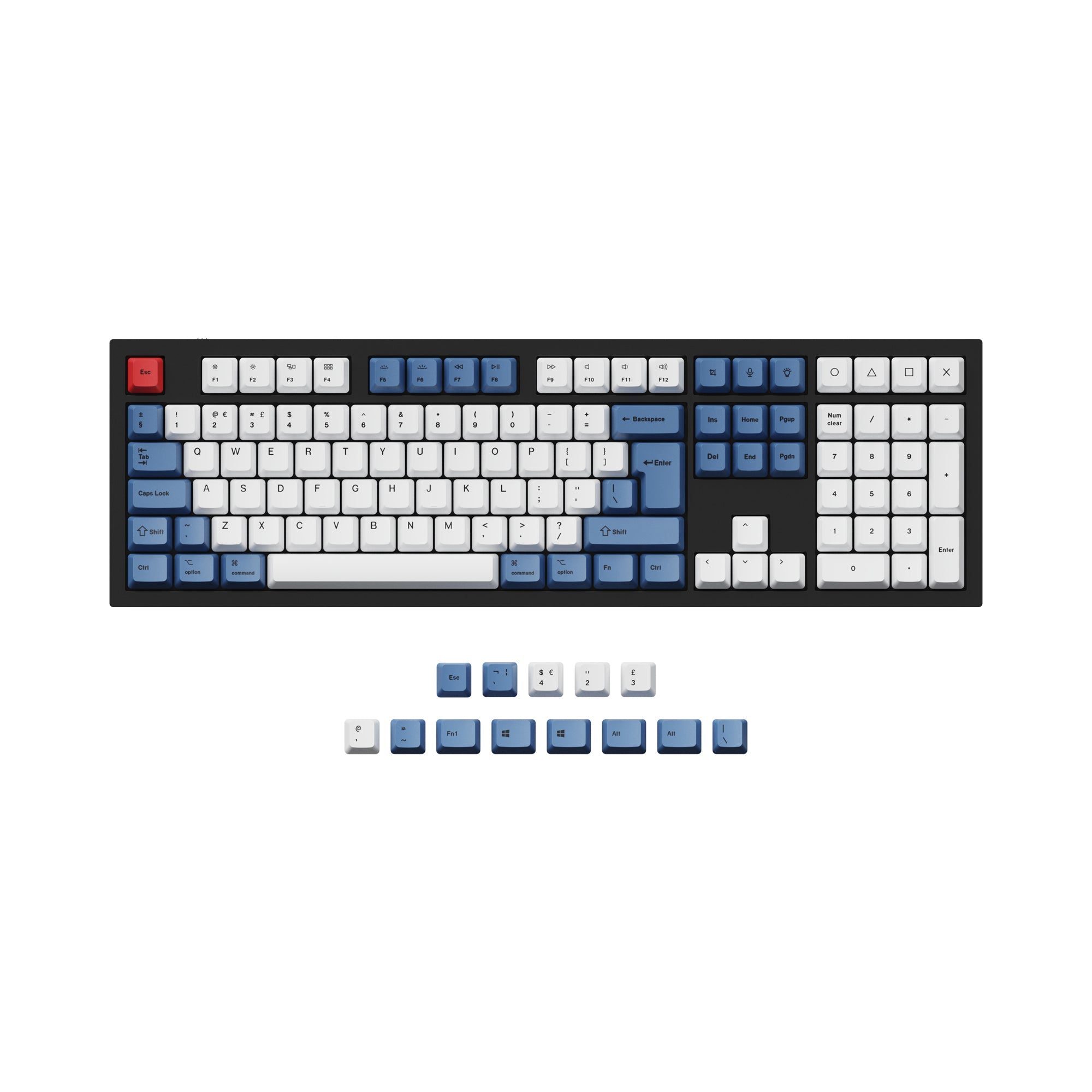 ISO & ANSI Q3 & Q4 & Q4 Pro & Q6 & Q6 Pro & V3 & V4 & V6 & K8 & K8 Pro OEM Dye-Sub PBT Keycap Set - Blue