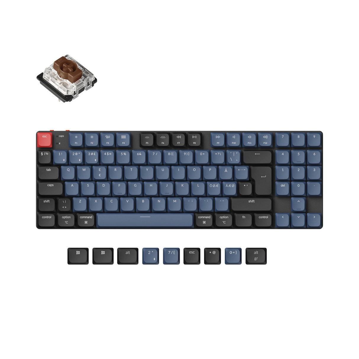 Keychron K13 Pro QMK/VIA ultra-slim custom mechanical keyboard 80 percent TKL layout for Mac Windows Linux low-profile Gateron brown ISO Nordic layout