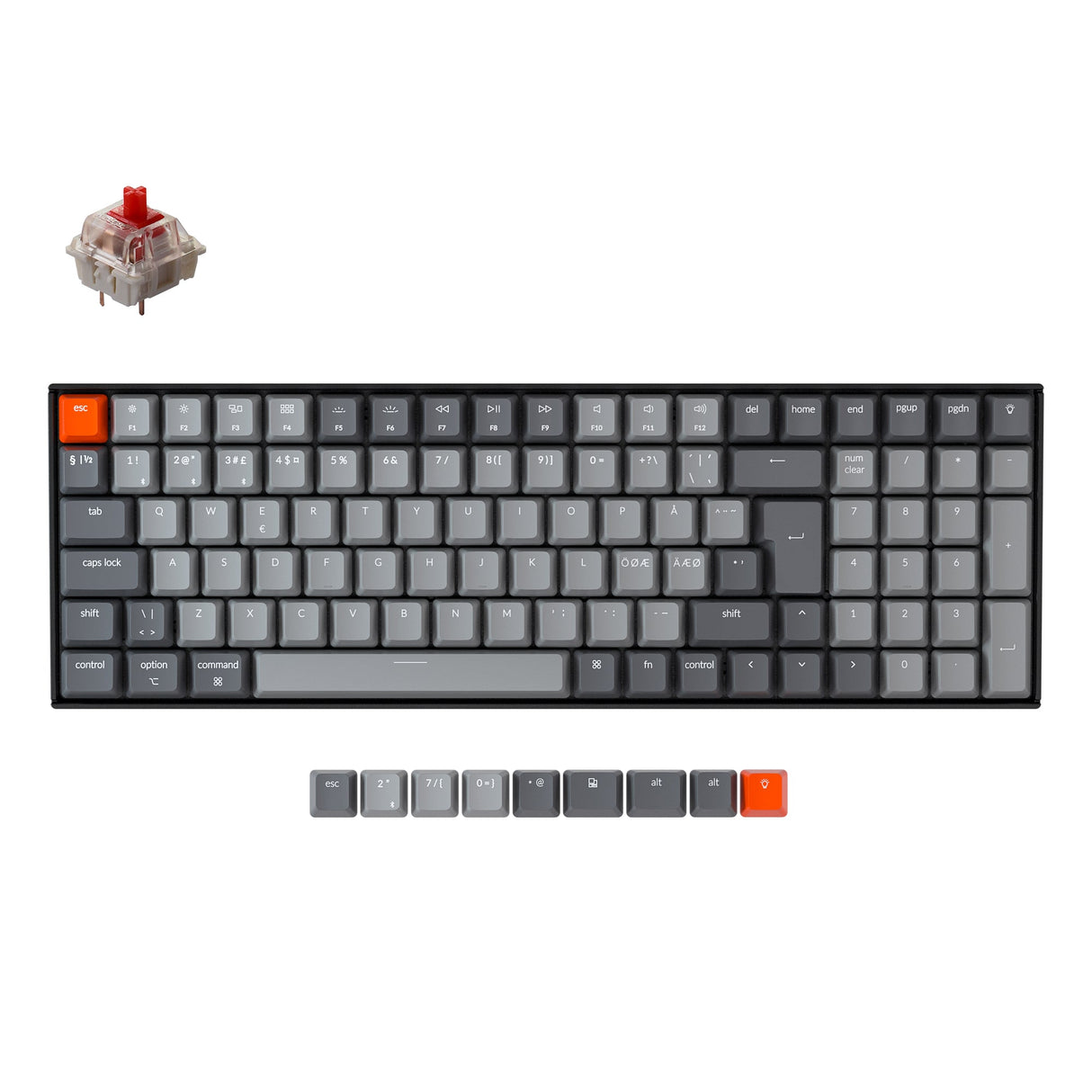 Keychron K4 Wireless Mechanical Keyboard Nordic ISO Layout Version 2 Gateron Red Switch