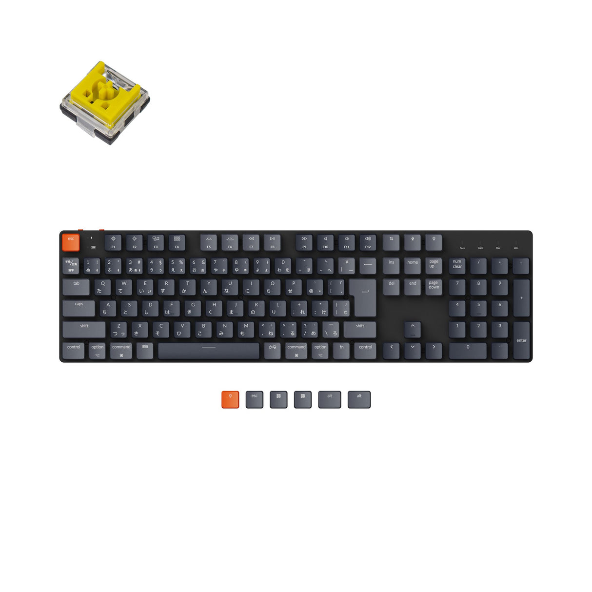 Keychron K5 SE Japan JIS Layout Wireless Ultra Slim Low Profile Mechanical Keyboard RGB Backlight Hot Swappable Keychron Optical Switch Banana