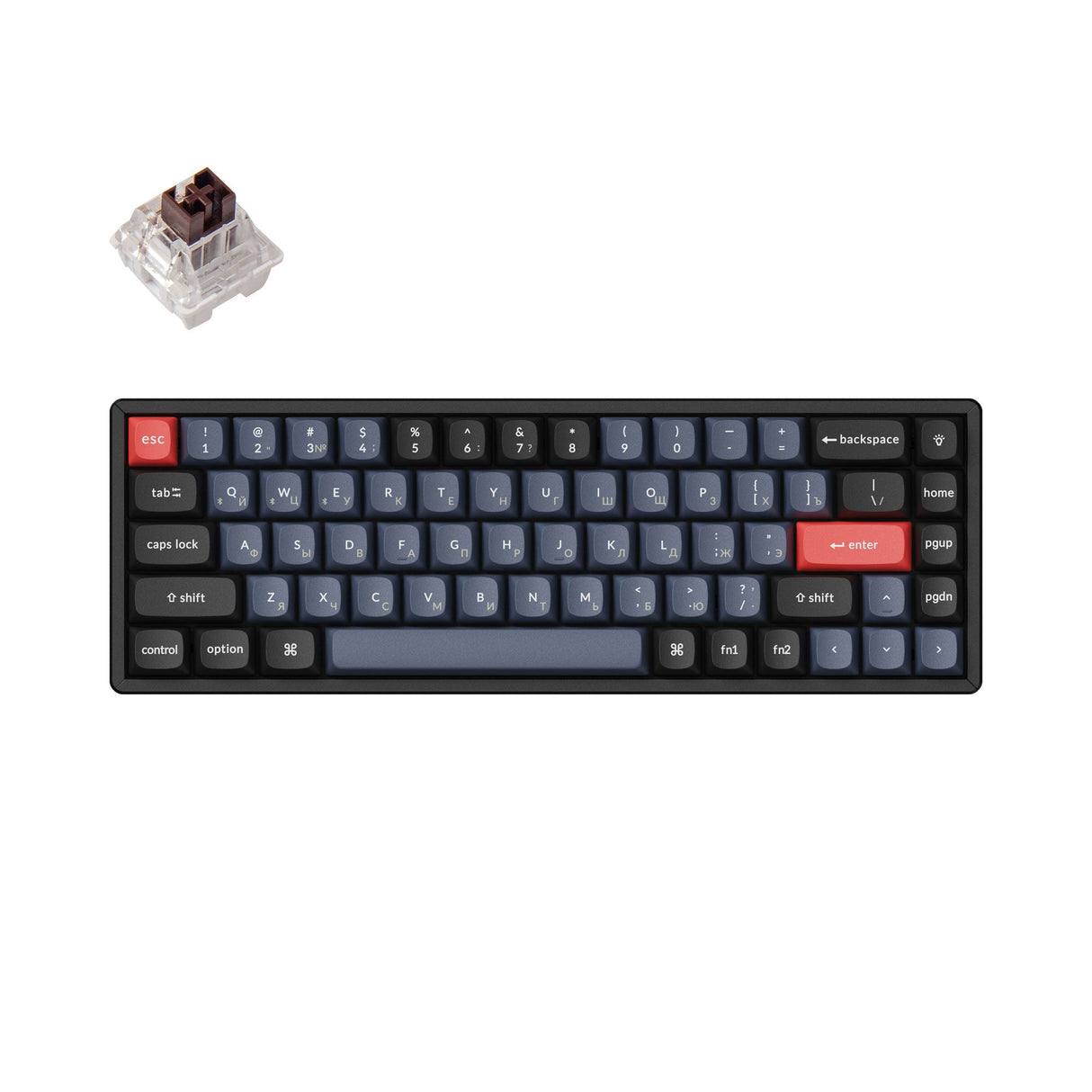 Keychron K6 Pro QMK/VIA Wireless Mechanical Keyboard 65 Percent Russian Layout for Mac Windows Hot-Swappable Keychron K Pro Brown Switch