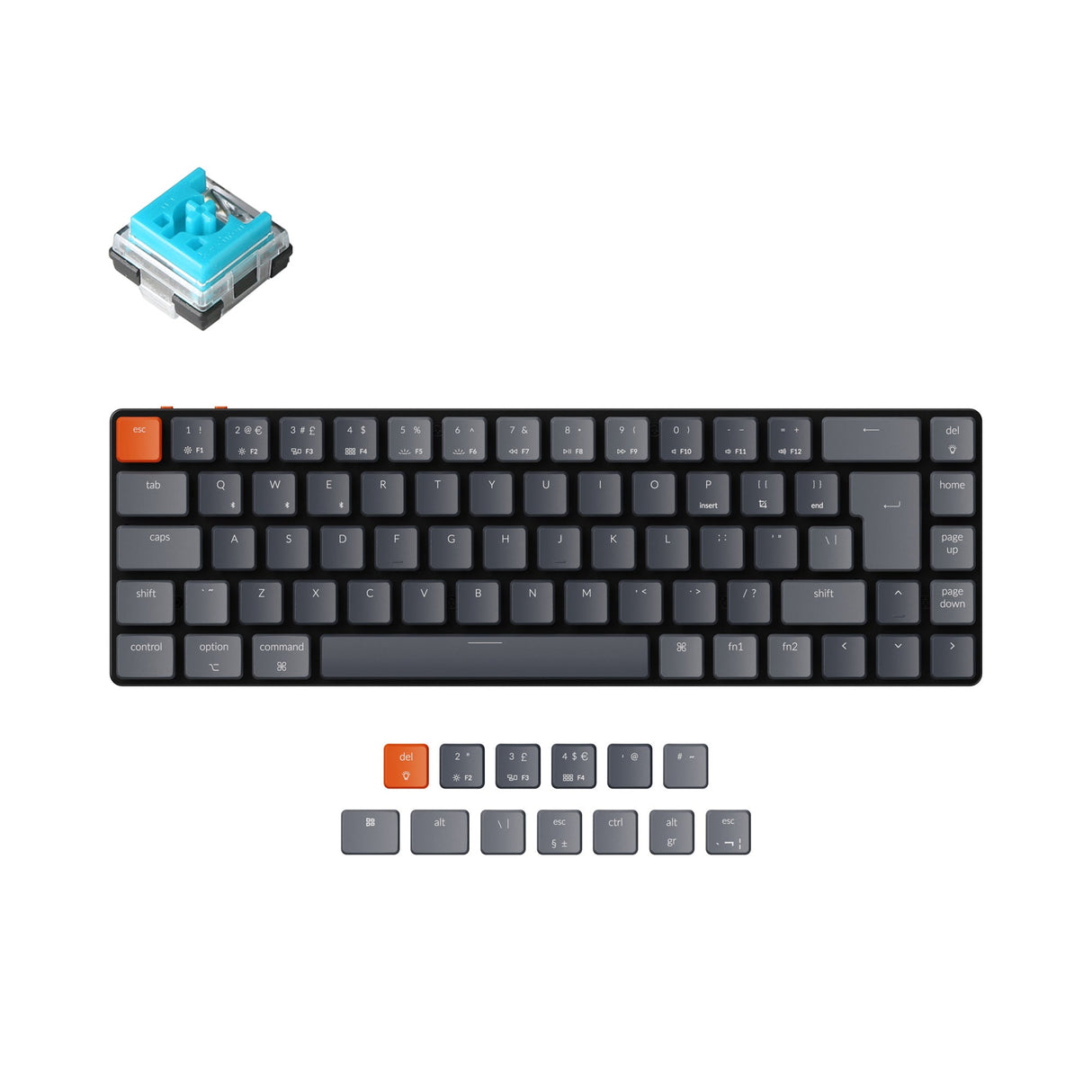 Keychron K7 ultra slim compact wireless mechanical keyboard for Mac Windows low profile Optical blue switch rgb backlight UK ISO layout