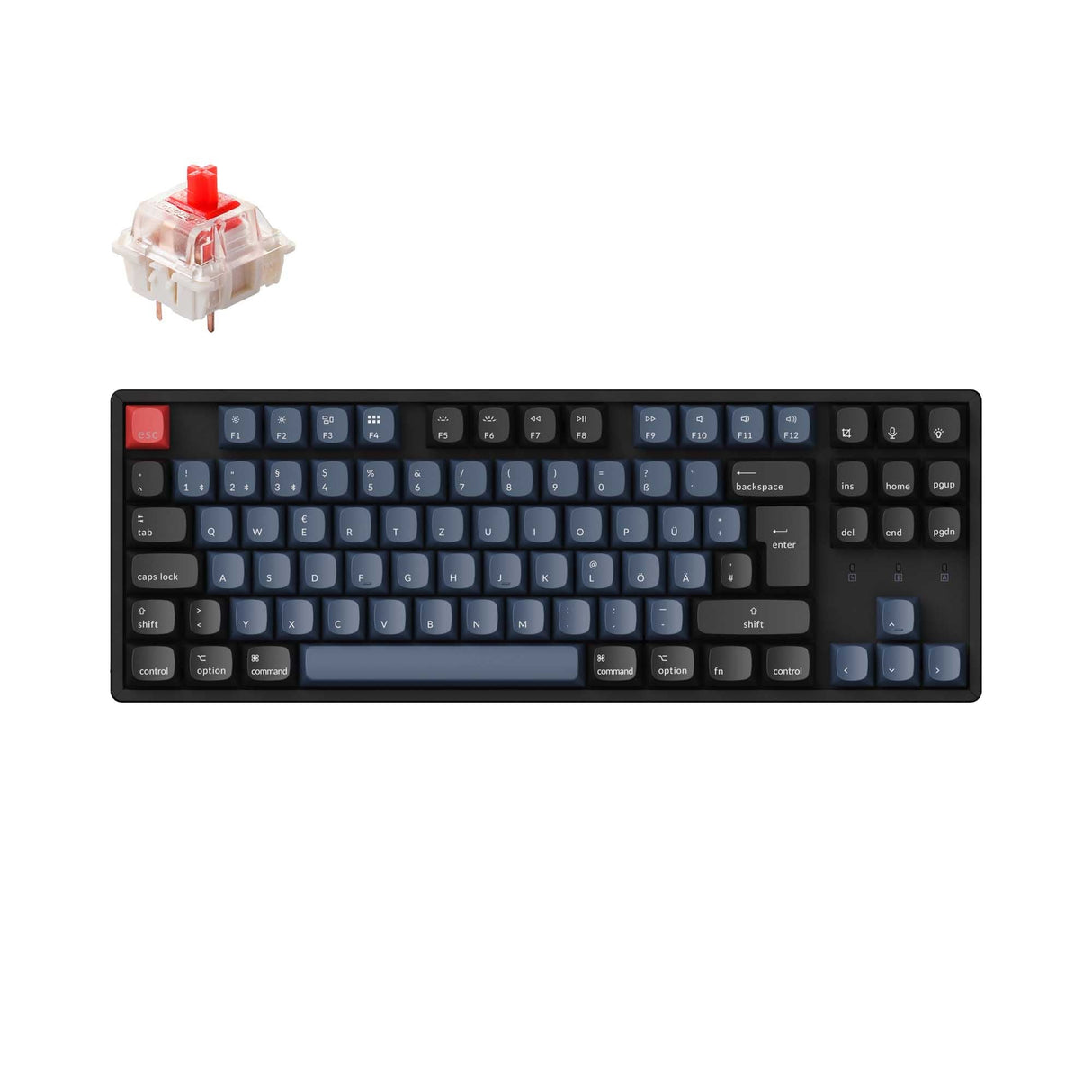 Keychron K8 Pro QMK/VIA Wireless Mechanical Keyboard German ISO Layout for Mac Windows Gateron G Pro mechanical red switch