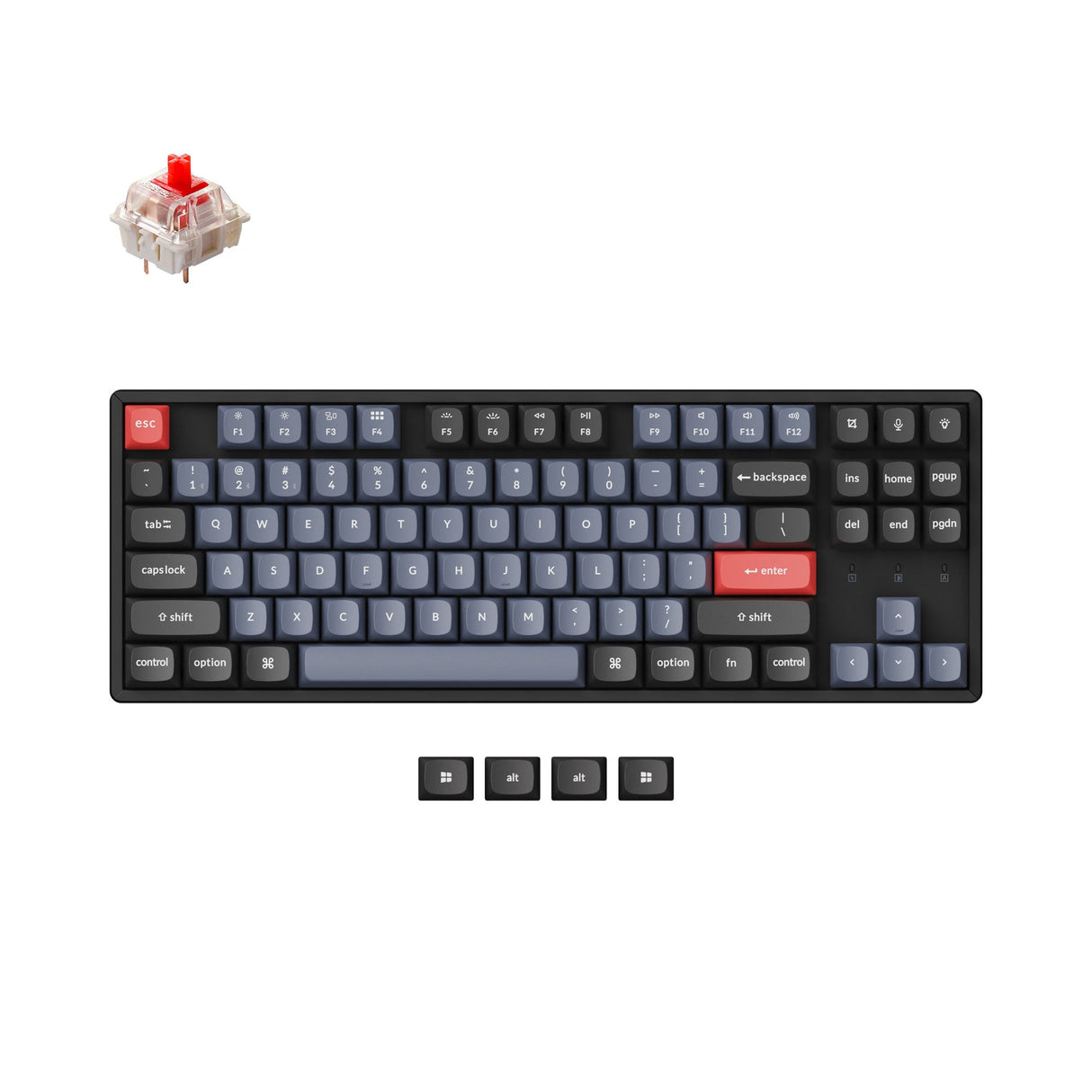 Keychron K8 Pro QMK/VIA Wireless Mechanical Keyboard RGB aluminum for Mac Windows PBT keycaps PCB screw-in stabilizer hot-swappable Gateron G Pro mechanical red switch