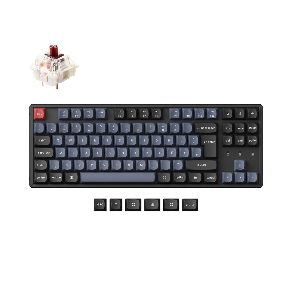 Keychron K8 Pro QMK VIA custom mechanical keyboard TKL layout PBT Keycaps hot-swappable Keychron K Pro switch brown ISO German layout