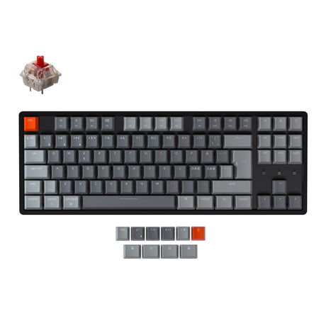 Keychron K8 Tenkeyless Wireless Mechanical Keyboard (Nordic ISO Layout) has included keycaps for both Windows and macOS, and users can hotswap every switch in seconds with the hot swappable version.