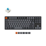 Keychron K8 tenkeyless wireless mechanical keyboard for Mac Windows iOS RGB white backlight aluminum frame with Hot swappable Gateron switch blue jis layout