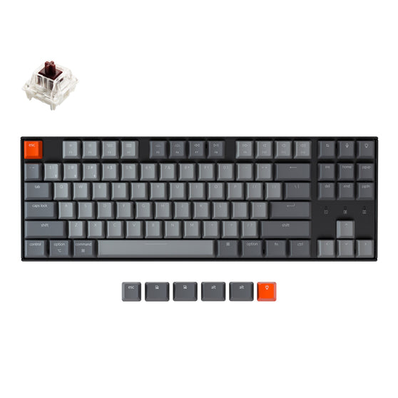 Keychron K8 tenkeyless wireless mechanical keyboard for Mac Windows iOS RGB white backlight with Hot-swappable Gateron switch brown