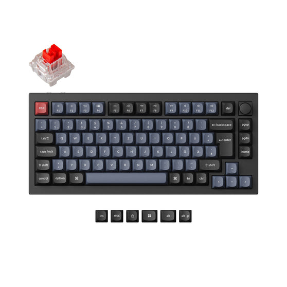 Keychron Q1 Pro QMK VIA custom mechanical keyboard 75 percent layout PBT Keycaps hot-swappable Keychron K Pro switch red ISO German layout