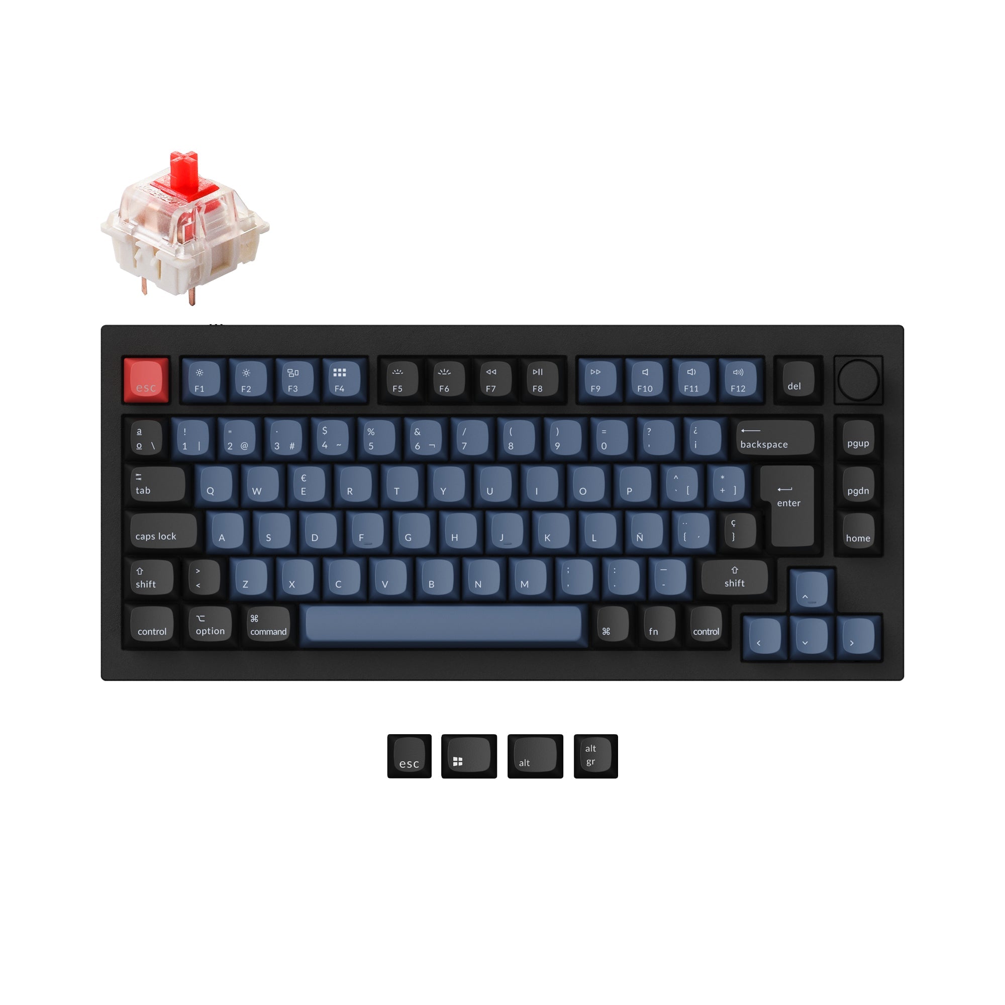 Keychron Q1 QMK VIA Custom Mechanical Keyboard 75 Percent For Mac Windows Spanish ISO Layout Gateron G Pro Red Switch