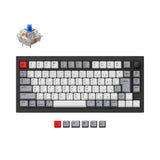 Keychron Q1 QMK VIA custom mechanical keyboard Japan JIS layout with knob version with double-gasket design and screw-in PCB stabilizer and hot-swappable south-facing RGB black frame Gateron G-Pro switch blue