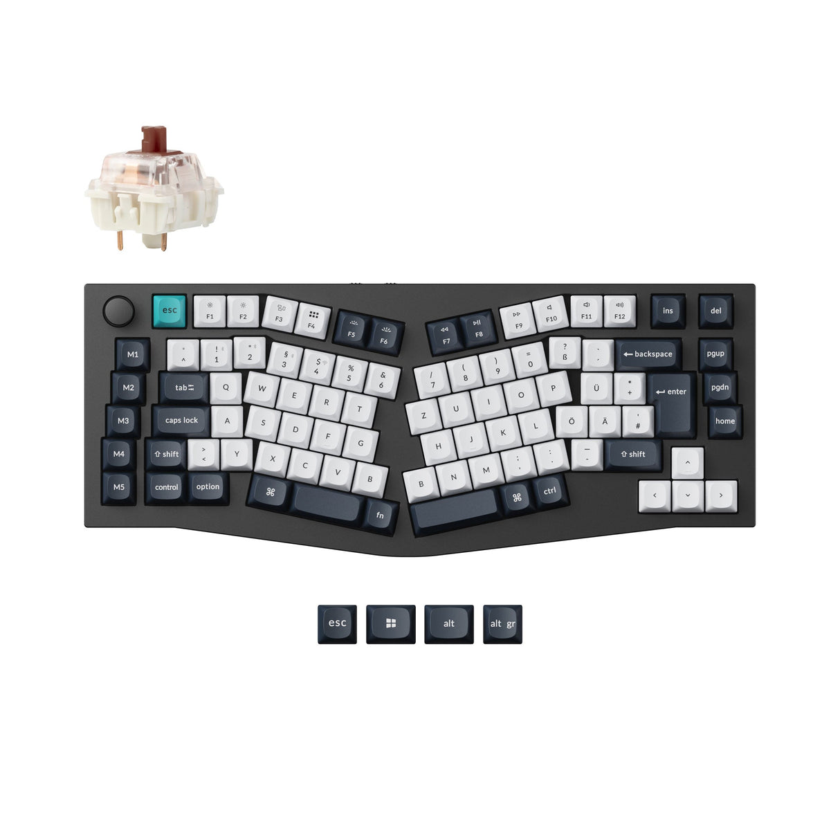 Keychron Q10 Pro QMK/VIA wireless custom mechanical keyboard 75 percent Alice layout full aluminum black  for Mac Windows Linux Gateron Jupiter brown ISO German layout