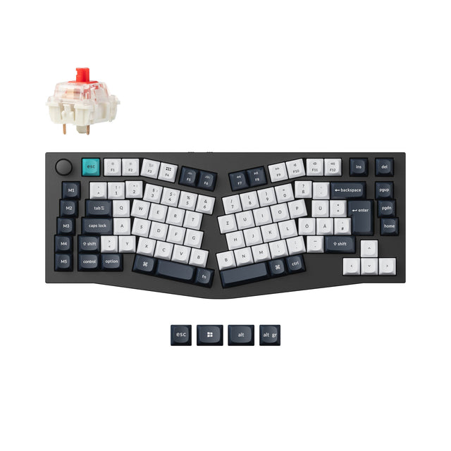 Keychron Q10 Pro QMK/VIA wireless custom mechanical keyboard 75 percent Alice layout full aluminum black  for Mac Windows Linux Gateron Jupiter red ISO German layout