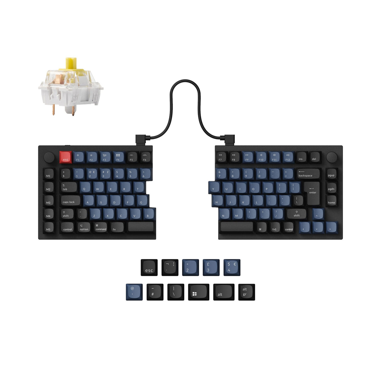 Keychron Q11 QMK/VIA 75% split custom mechanical keyboard full aluminum black frame for Mac Window Linux Keychron K Pro switch banana ISO UK layout