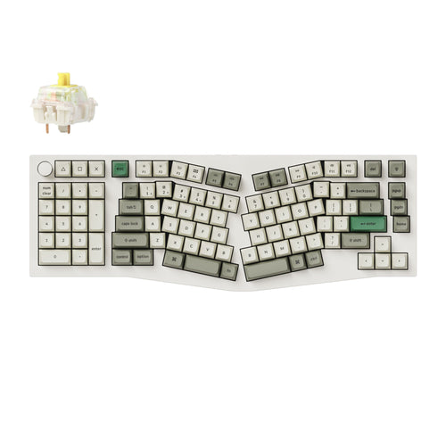 Keychron Q14 Max QMK Wireless Custom Mechanical Keyboard 96 Percent Alice Layout Aluminum White Fully Assembled Knob for Mac Windows Linux Gateron Jupiter Banana