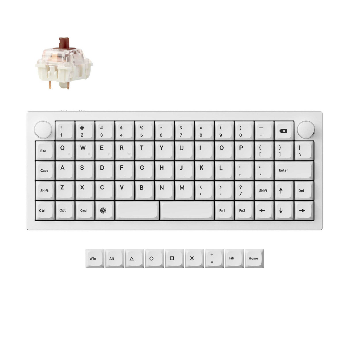 Keychron Q15 Max QMK Ortholinear Wireless Custom Mechanical Keyboard Aluminum White Fully Assembled Knob for Mac Windows Linux Gateron Jupiter Brown