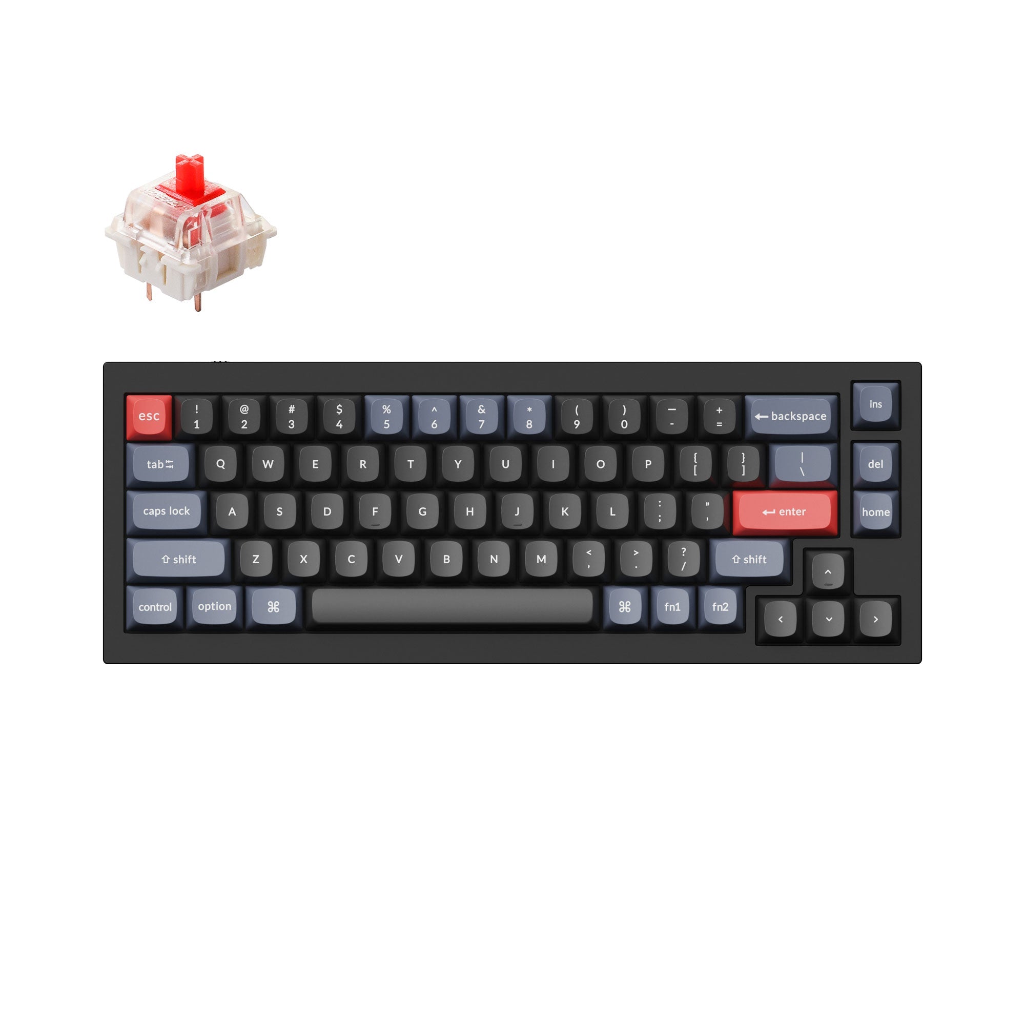 Keychron Q2 QMK VIA custom mechanical keyboard 65 percent layout full aluminum black frame for Mac Windows iOS RGB backlight with hot swappable Gateron G Pro switch red