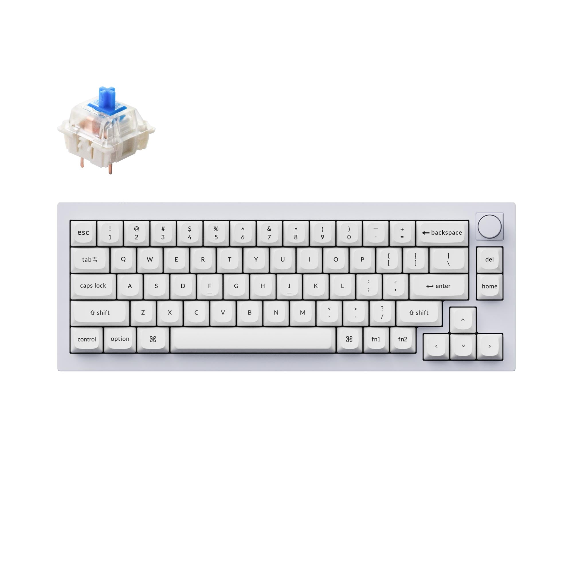 Keychron Q2 QMK VIA custom mechanical keyboard 65 percent layout full aluminum black frame for Mac Windows iOS RGB backlight with hot swappable Gateron G Pro switch blue knob version