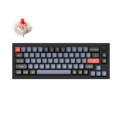 Keychron Q2 QMK VIA custom mechanical keyboard 65 percent layout full aluminum black frame knob for Mac Windows iOS RGB backlight with hot swappable Gateron G Pro switch red