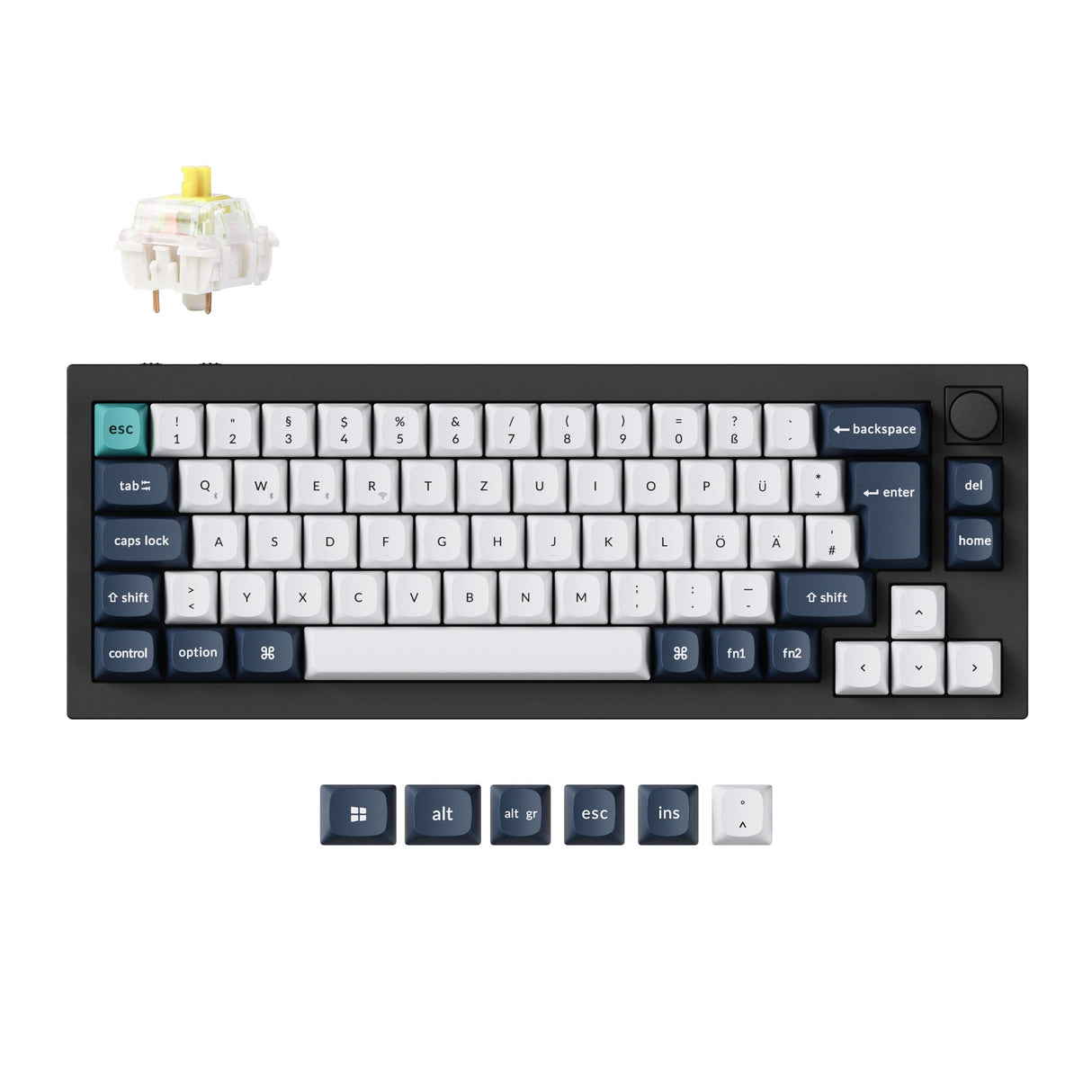 Keychron Q2 Max QMK/VIA wireless custom mechanical keyboard 65 percent layout full aluminum black for Mac Windows Linux Gateron Jupiter banana ISO German layout