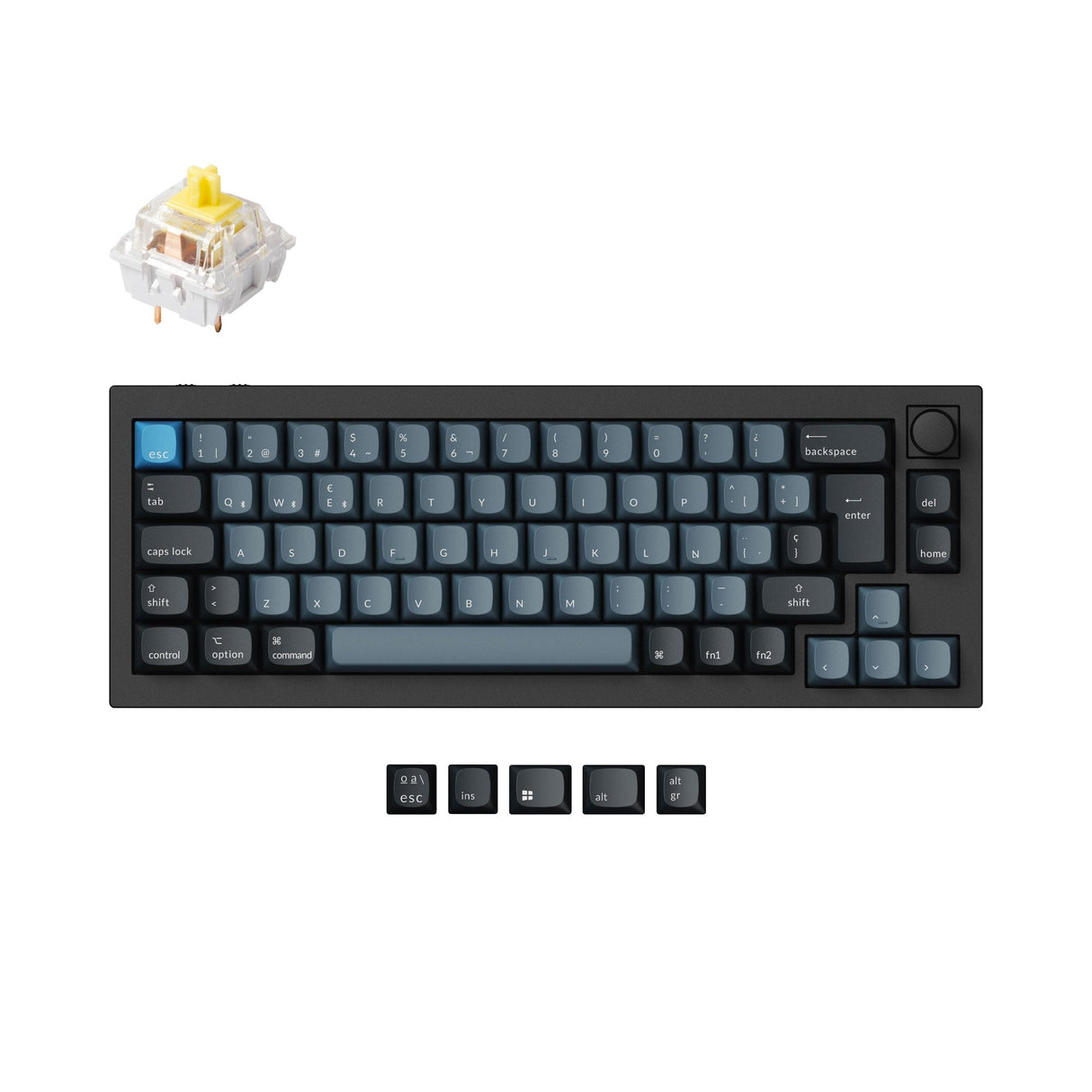 Keychron Q2 Pro QMK/VIA wireless custom mechanical keyboard 65 percent layout aluminum black for Mac WIndows Linux  RGB backlight hot-swappable K Pro switch banana ISO Spanish layout