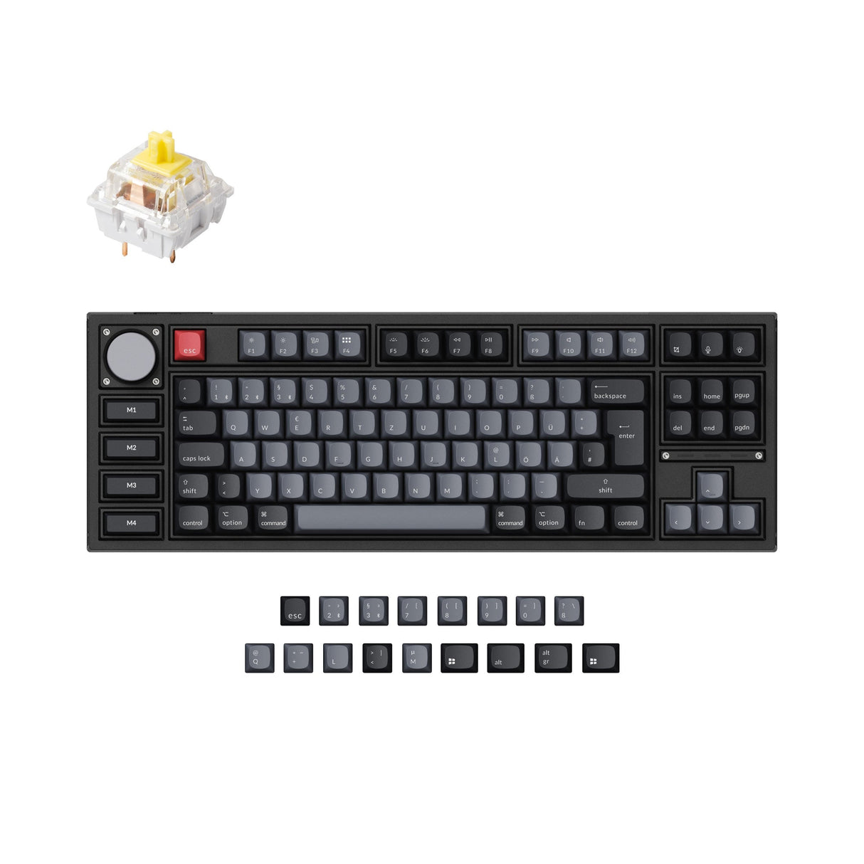 Keychron Q3 Pro QMK/VIA wireless custom mechanical keyboard 80 percent layout aluminum black for Mac WIndows Linux RGB backlight hot-swappable K Pro switch banana ISO German layout