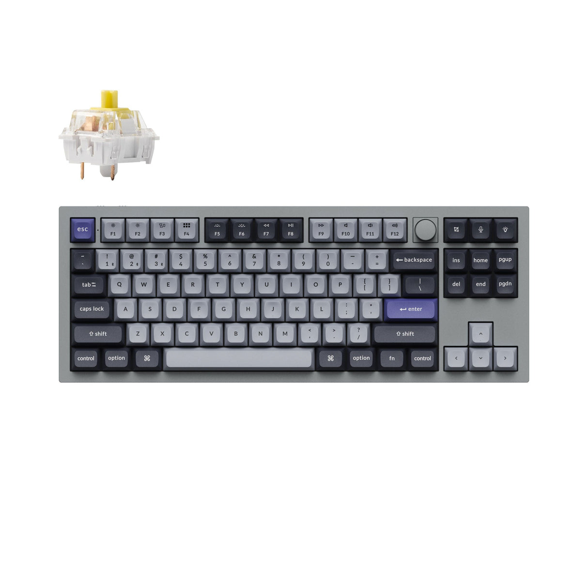 Keychron Q3 Pro QMK/VIA wireless custom mechanical keyboard tenkeyless layout full aluminum grey frame for Mac Windows Linux RGB hot-swappable K Pro switch banana