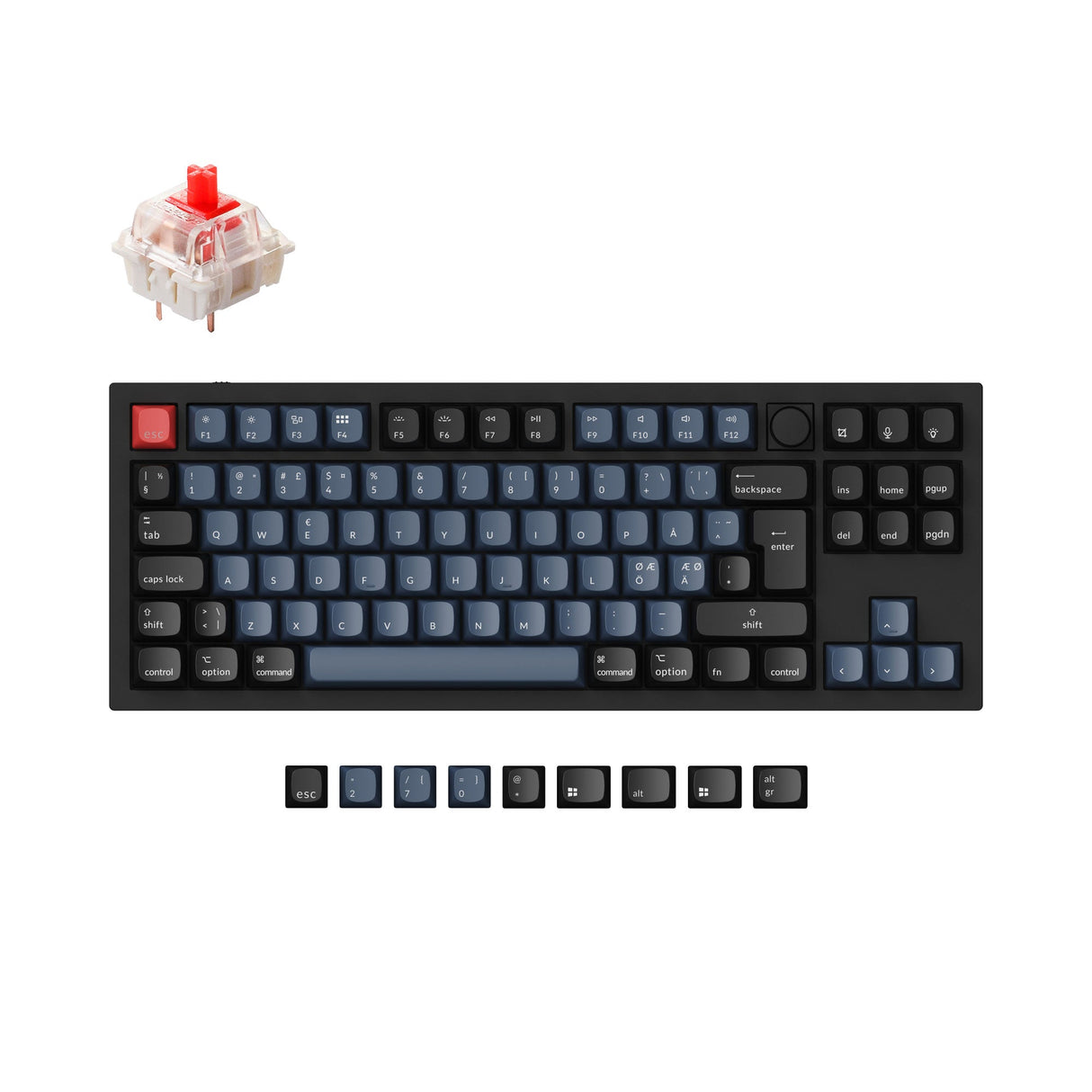 Keychron Q3 QMK VIA Custom Mechanical Keyboard Tenkeyless Full Aluminum Black Frame Knob Nordic ISO Layout For Mac Windows Hot Swappable Gateron G Pro Red