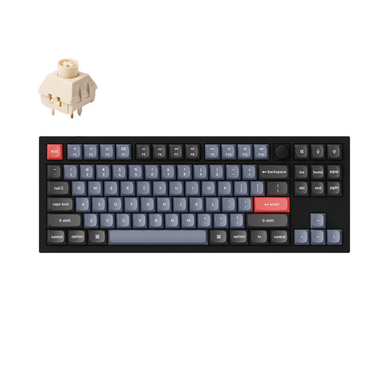 Keychron Q3 QMK VIA custom mechanical keyboard tenkeyless layout full aluminum knob version carbon black frame knob version for Mac windows hot swappable Kailh Box Cream switch