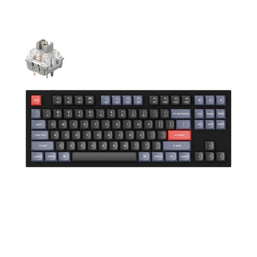 Keychron Q3 QMK VIA custom mechanical keyboard tenkeyless layout full aluminum knob version carbon black frame for Mac windows hot swappable Kailh Midnight Pro Silent Switch 