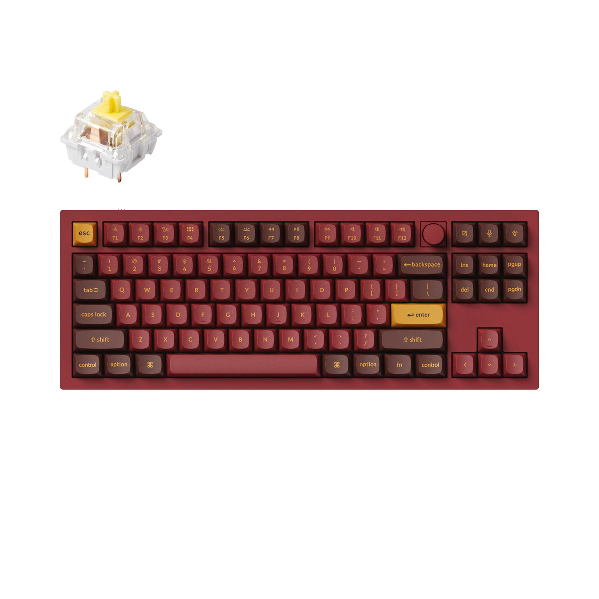 Keychron Q3 QMK VIA custom mechanical keyboard tenkeyless layout full aluminum knob version red frame knob version for Mac windows hot swappable Keychron K Pro banana switch