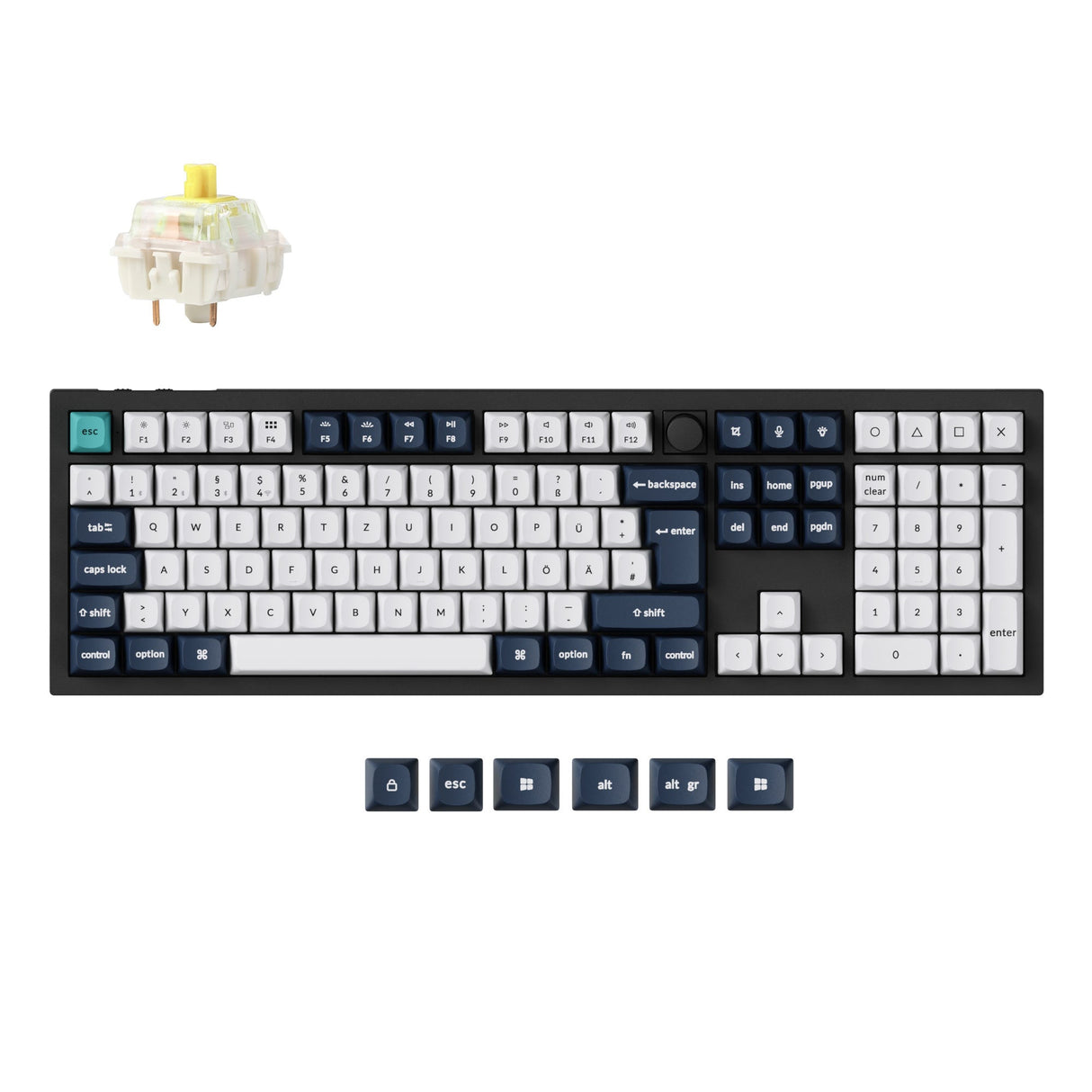 Keychron Q6 Max QMK/VIA wireless custom mechanical keyboard 100 percent layout full aluminum black for Mac Windows Linux Gateron Jupiter banana ISO German layout