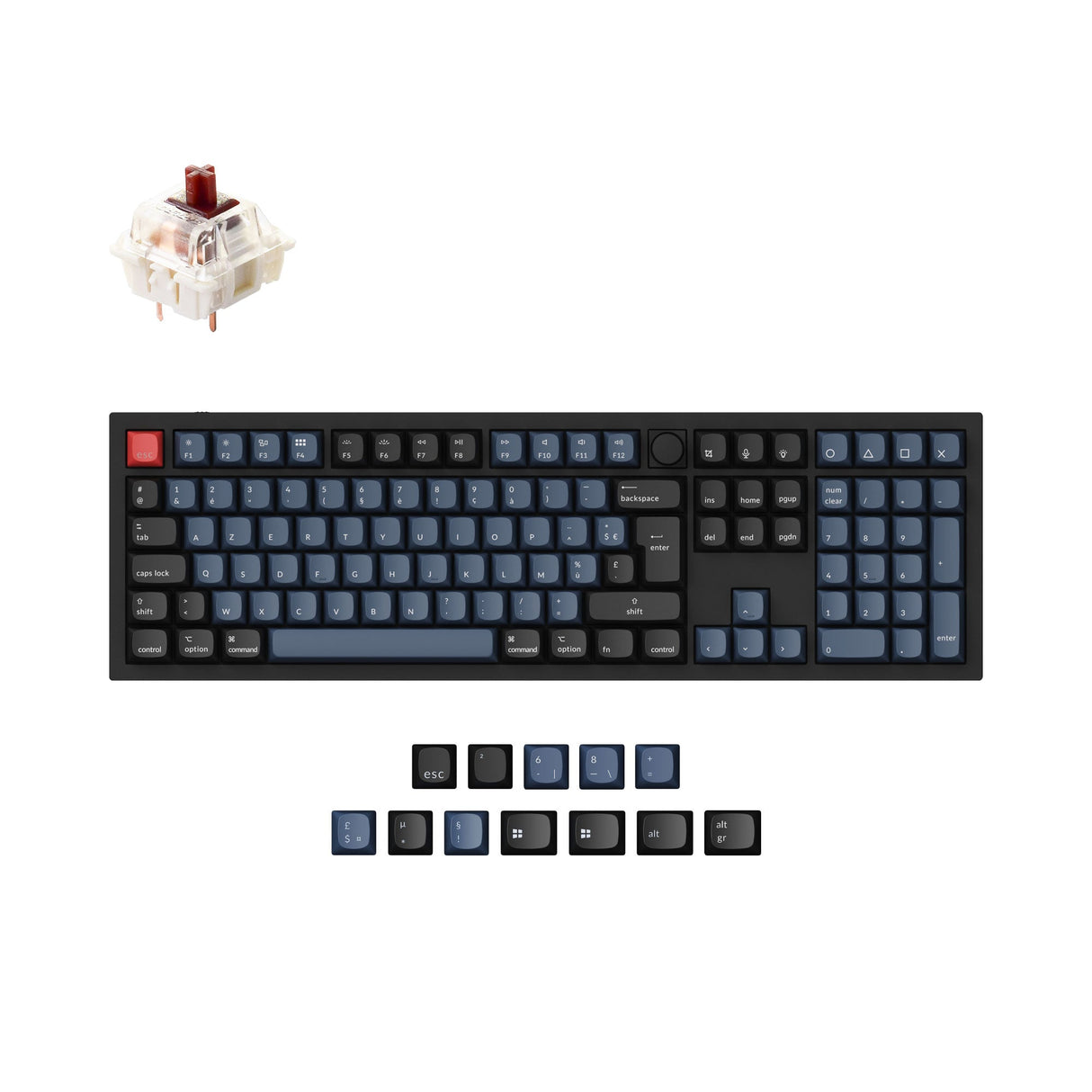 Keychron Q6 QMK VIA custom mechanical keyboard full size aluminum black frame knob French ISO layout for Mac Windows Hot Swappable Gateron G Pro Brown