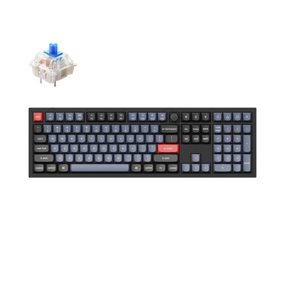 Keychron Q6 QMK VIA custom mechanical keyboard full size 100 percent layout full aluminum black frame knob for Mac Windows RGB backlight with hot swappable Gateron G Pro switch blue