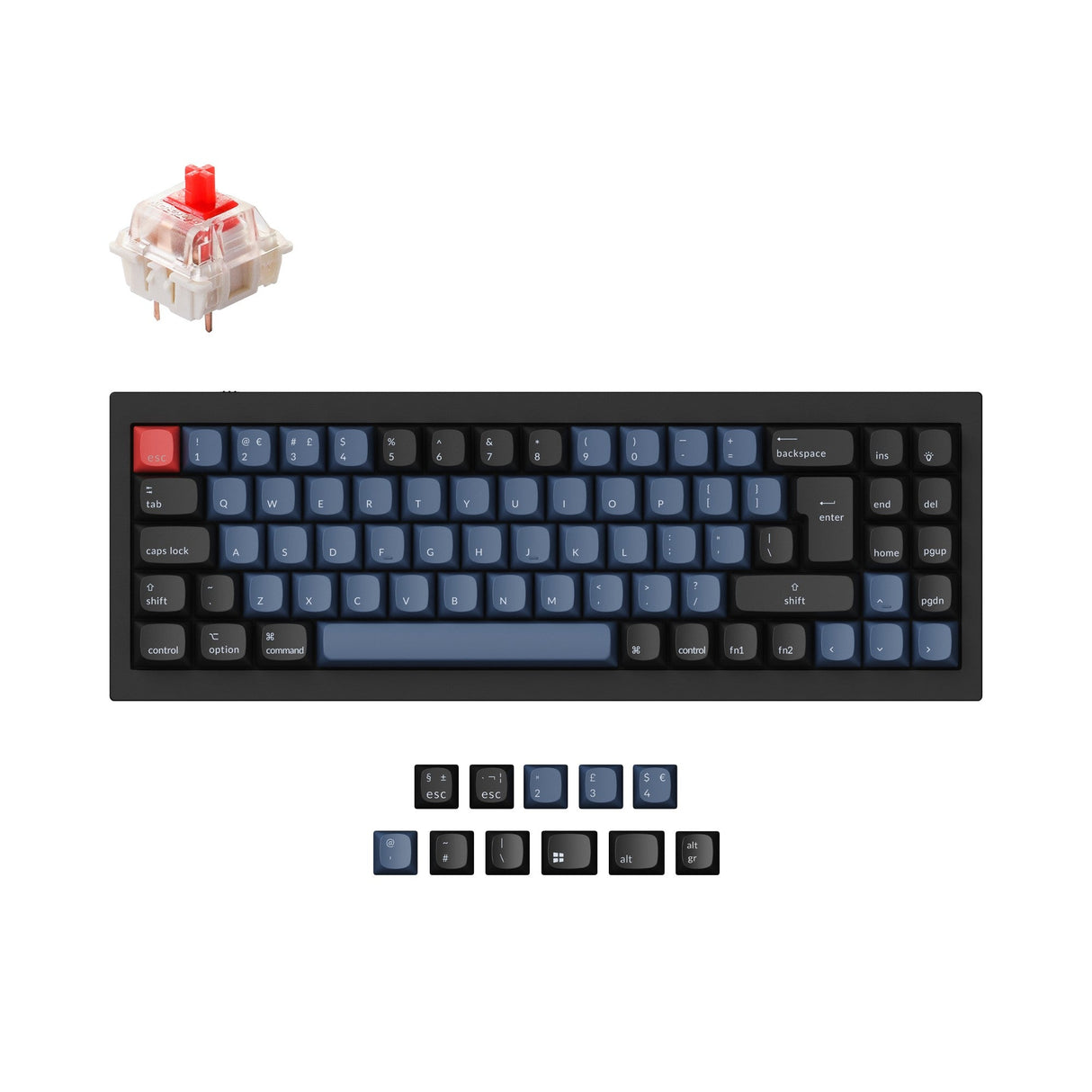 Keychron Q7 QMK VIA custom mechanical keyboard 70 percent layout full aluminum frame Mac Windows UK ISO layout Gateron G Pro switch red