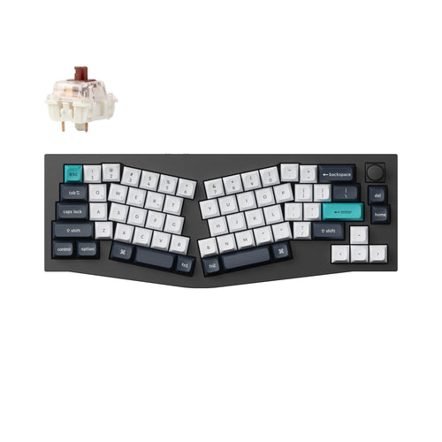 Keychron Q8 Max QMK/VIA Wireless Custom Mechanical Keyboard 65 Percent Alice Layout Aluminum Black Fully Assembled Knob for Mac Windows Linux Gateron Jupiter Brown