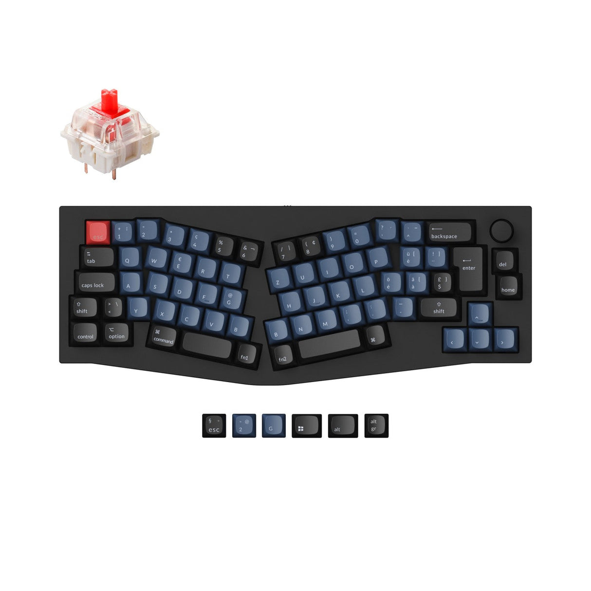 Keychron Q8 QMK VIA Custom Mechanical Keyboard Alice Layout Full Aluminum Frame For Mac Windows Linux Fully Assembled Knob Carbon Black Swiss ISO Layout Gateron G Pro Red