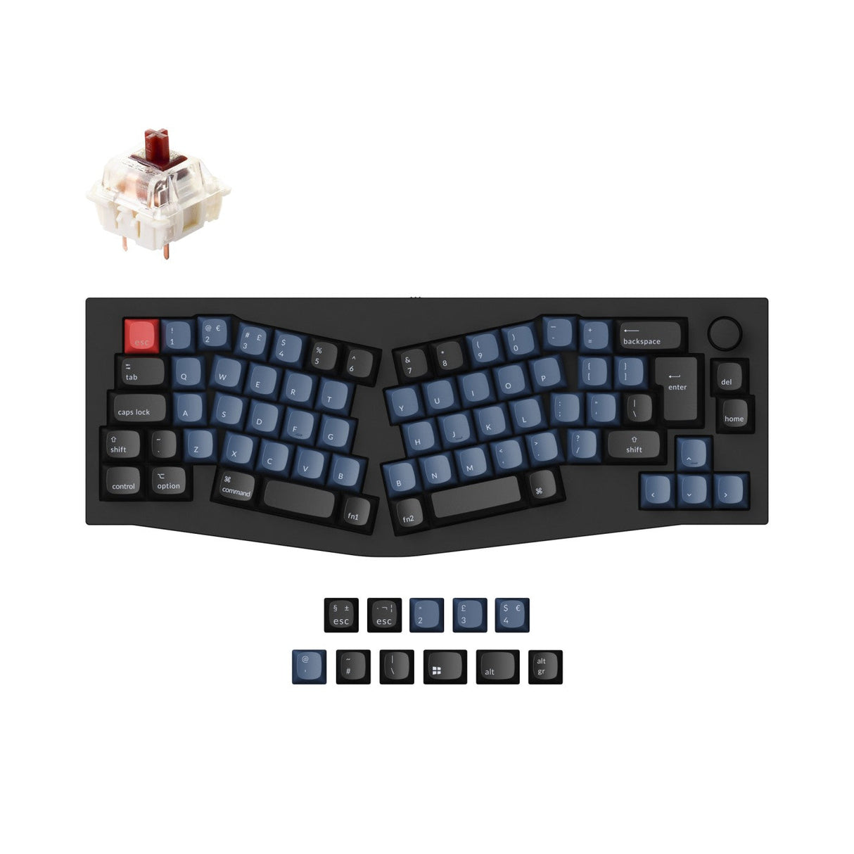 Keychron Q8 QMK VIA Custom Mechanical Keyboard Alice Layout Full Aluminum Frame For Mac Windows Linux Fully Assembled Knob Carbon Black UK ISO Layout Gateron G Pro Brown