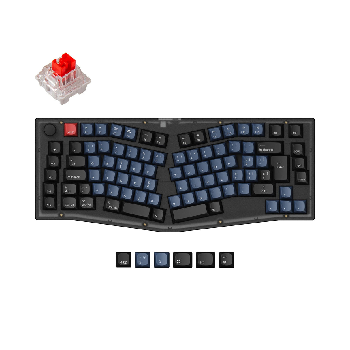 Keychron V10 QMK VIA custom mechanical keyboard Alice layout frosted black for Mac Window Linux fully assembled knob black Swiss ISO layout Keychron K pro switch red