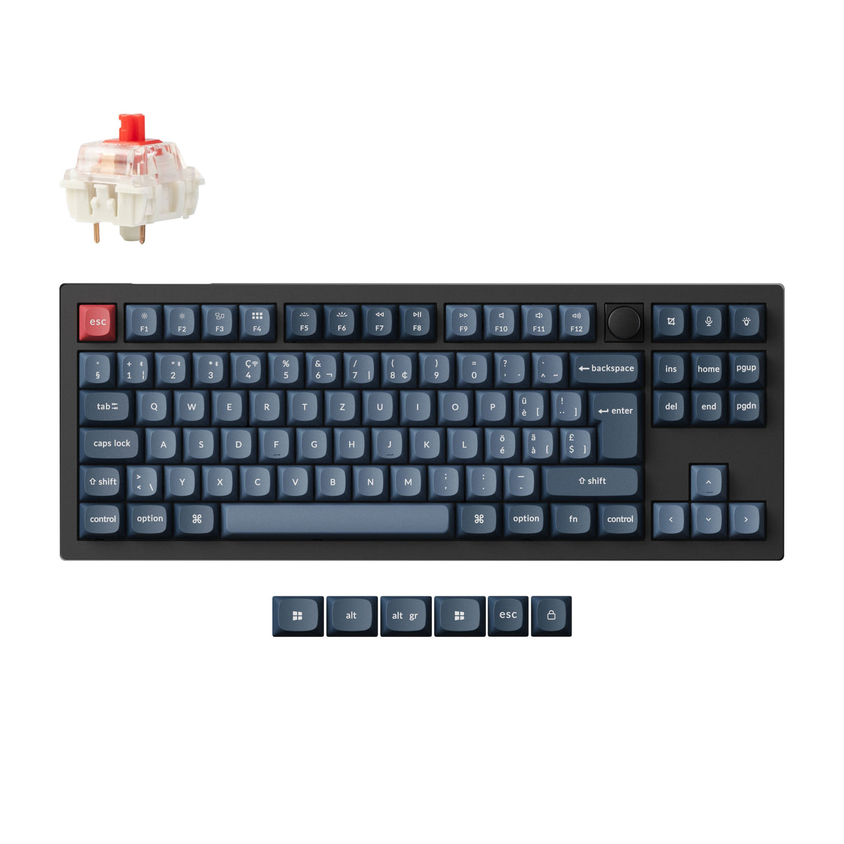 Keychron V3 Max QMK Wireless Custom Mechanical Keyboard TKL Swiss ISO Layout Fully Assembled Knob for Mac Windows Linux Gateron Jupiter Red