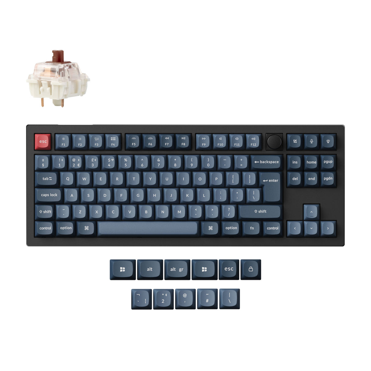 Keychron V3 Max QMK Wireless Custom Mechanical Keyboard TKL UK ISO Layout Fully Assembled Knob for Mac Windows Linux Gateron Jupiter Brown