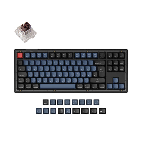 Keychron V3 QMK VIA custom mechanical keyboard 80 percent layout frosted black knob Mac Windows Linux hot-swappable Keychron K Pro switch brown ISO German layout