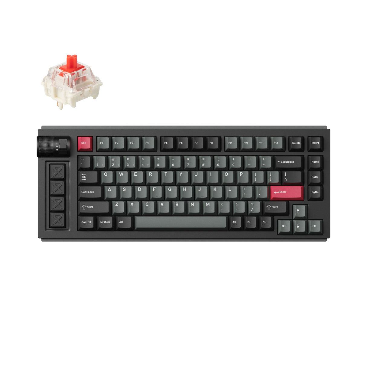 Lemokey L1 QMK VIA Wireless Custom Gaming Keyboard 75% Layout Aluminum Carbon Black Fully Assembled for Windows Mac Linux Gateron Jupiter Red