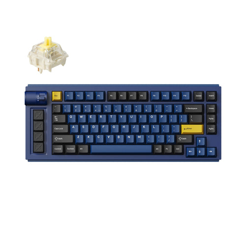 Lemokey L1 QMK VIA Wireless Custom Gaming Keyboard 75% Layout Aluminum Navy Blue Fully Assembled for Windows Mac Linux Gateron Jupiter Banana