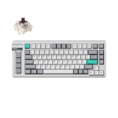 Lemokey L1 QMK VIA Wireless Custom Gaming Keyboard 75% Layout Aluminum Space Silver Fully Assembled for Windows Mac Linux Gateron Jupiter Brown