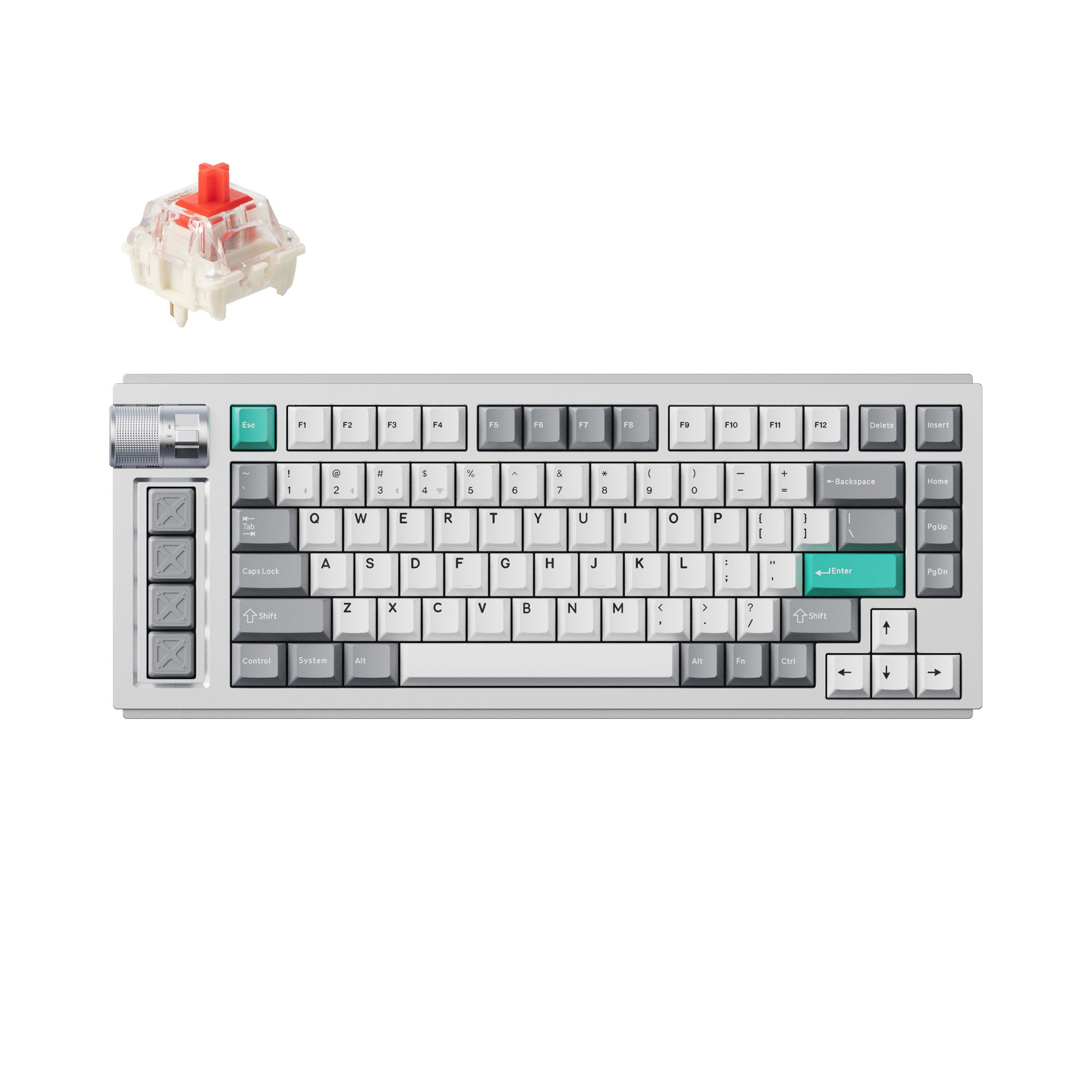 Lemokey L1 QMK VIA Wireless Custom Gaming Keyboard 75% Layout Aluminum Space Silver Fully Assembled for Windows Mac Linux Gateron Jupiter Red