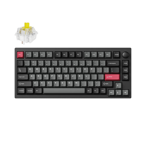 Lemokey P1 QMK/VIA Custom Gaming Keyboard 75 percent Layout Aluminum Carbon Black Fully Assembled for Windows Mac Linux Keychron Super Banana